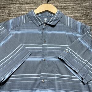 Kuhl Intriguer Shirt Men's Large Blue Striped Short Sleeve Button Up Snap 7415